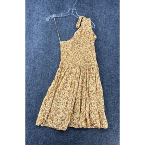 Jessica Simpson Cottagecore Yellow Floral One Shoulder Smocked Sundress Medium - Picture 1 of 9